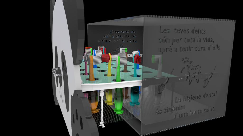 Mueble Organizador de Cepillos de Dientes - Diseño Panda - Para Colegios y Guarderías