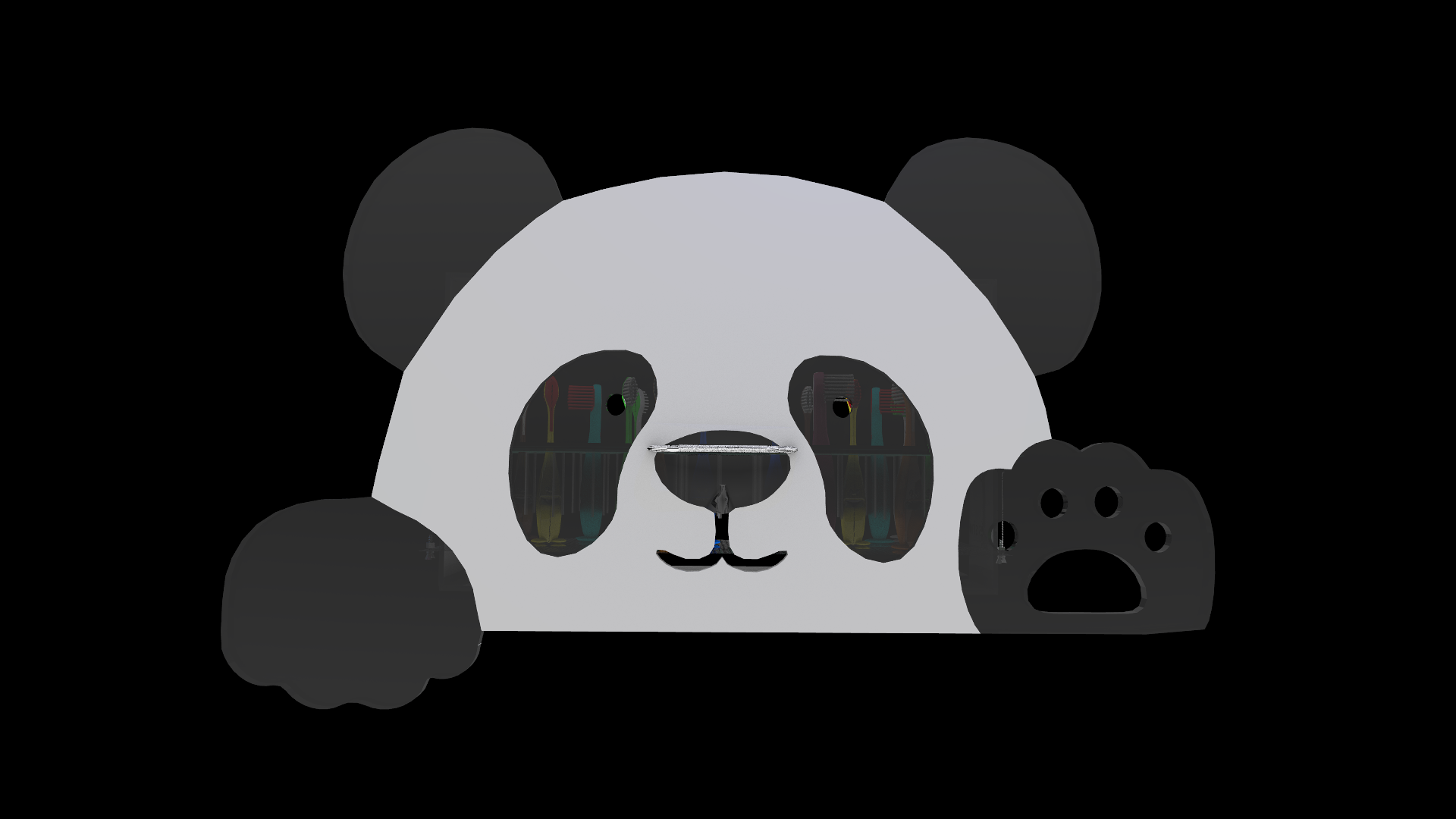 Mueble Organizador de Cepillos de Dientes - Diseño Panda - Para Colegios y Guarderías